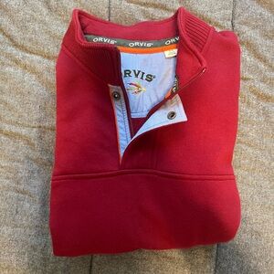 Orvis Men's Burgundy Zip-Up Sweater